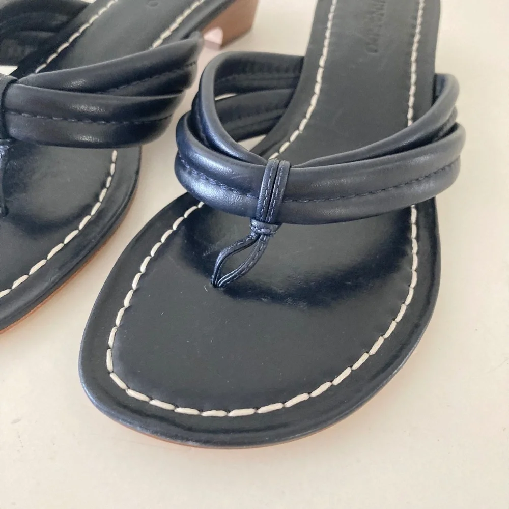 Bernardo Anthropologie Miami Demi Navy Blue Leather Thong Sandals Sz 8.5 - Picture 2 of 7